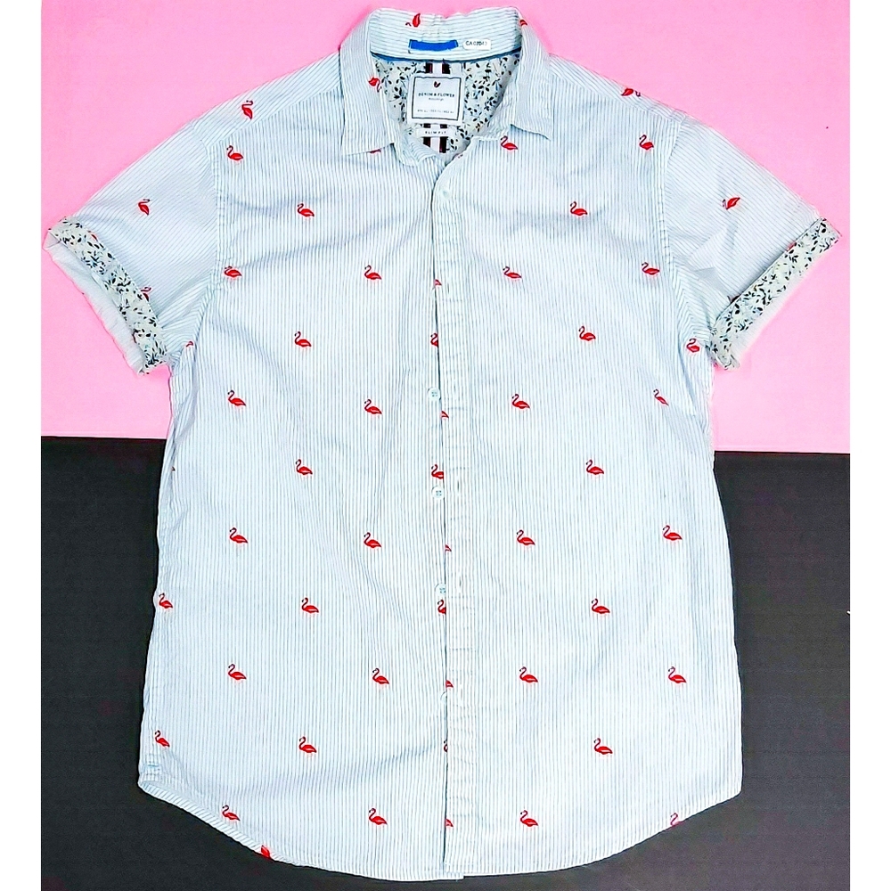 Denim & Flower Flamingo Button Down